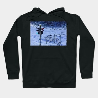 Traffic lights, traffic lights, snow, winter, dusk, evening Hoodie